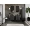 Mexen Rivel meuble de salle de bain 50 cm avec lavabo Vela, 2 tiroirs, rainuré, noir mat - 91A20-05047-2-BFF71-W23M71