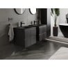 Mexen Rivel meuble de salle de bain 50 cm avec lavabo Vela, 2 tiroirs, rainuré, noir mat - 91A20-05047-2-BFF71-W23M71