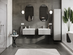 Mexen Rivel meuble de salle de bain 60 cm avec lavabo Otis, 1 tiroir, rainuré, gris mat/blanc mat - 91A20-06023-1-BF62-W18M01