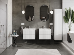 Mexen Rivel armoire de salle de bain 60 cm avec lavabo Otis, 2 tiroirs, rainuré, blanc mat - 91A20-06047-2-BFF01-W18M01
