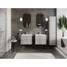 Mexen Rivel armoire de salle de bain 60 cm avec lavabo Otis, 2 tiroirs, rainurée, gris mat/blanc mat