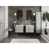Mexen Rivel meuble de salle de bain 60 cm avec lavabo Otis, 2 tiroirs, rainuré, gris mat/blanc mat - 91A20-06047-2-BFF62-W18M01