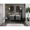 Mexen Rivel meuble de salle de bain 60 cm avec lavabo Otis, 2 tiroirs, rainuré, graphite mat/blanc mat -
