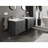 Mexen Rivel meuble de salle de bain 60 cm avec lavabo Otis, 2 tiroirs, rainuré, graphite mat/blanc mat -