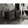 Mexen Rivel meuble de salle de bain 60 cm avec lavabo Otis, 2 tiroirs, rainurés, noir mat - 91A20-06047-2-BFF71-W18M71