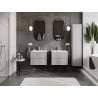 Mexen Rivel armoire de salle de bains 60 cm avec lavabo Vela, 2 tiroirs, rainurée, gris mat/blanc mat
