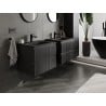 Mexen Rivel meuble de salle de bain 60 cm avec lavabo Vela, 2 tiroirs, rainuré, noir mat - 91A20-06047-2-BFF71-W23M71
