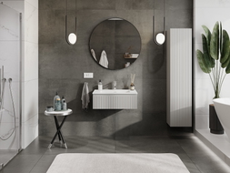 Mexen Rivel armoire de salle de bain 70 cm avec lavabo Otis, 1 tiroir, rainurée, gris mat/blanc mat - 91A20-07023-1-BF62-W18M01