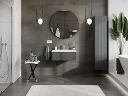Mexen Rivel armoire de salle de bain 70 cm avec lavabo Otis, 1 tiroir, rainurée, graphite mat/blanc mat