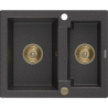 Mexen Carlos évier en granit 1,5 bac 582 x 475 mm, noir moucheté, siphon doré - 6518581500-76-G
