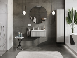 Mexen Rivel armoire de salle de bain 70 cm avec lavabo Vela, 1 tiroir, rainurée, gris mat/blanc mat - 91A20-07023-1-BF62-W23M01
