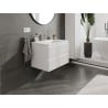 Mexen Rivel meuble de salle de bain 70 cm avec lavabo Otis, 2 tiroirs, rainuré, blanc mat - 91A20-07047-2-BFF01-W18M01