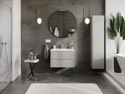 Mexen Rivel meuble de salle de bain 70 cm avec lavabo Otis, 2 tiroirs, rainuré, gris mat/blanc mat - 91A20-07047-2-BFF62-W18M01
