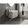 Mexen Rivel meuble de salle de bain 70 cm avec lavabo Otis, 2 tiroirs, rainuré, gris mat/blanc mat - 91A20-07047-2-BFF62-W18M01