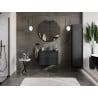 Mexen Rivel meuble de salle de bain 70 cm avec lavabo Otis, 2 tiroirs, cannelé, noir mat - 91A20-07047-2-BFF71-W18M71