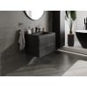 Mexen Rivel meuble de salle de bain 70 cm avec lavabo Otis, 2 tiroirs, cannelé, noir mat - 91A20-07047-2-BFF71-W18M71