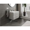 Mexen Rivel meuble de salle de bain 70 cm avec lavabo Vela, 2 tiroirs, rainuré, gris mat/blanc mat - 91A20-07047-2-BFF62-W23M01