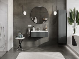 Mexen Rivel meuble de salle de bains 80 cm avec lavabo Vela, 1 tiroir, rainuré, graphite mat/blanc mat