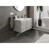 Mexen Rivel meuble de salle de bain 80 cm avec lavabo Otis, 2 tiroirs, rainuré, gris mat/blanc mat - 91A20-08047-2-BFF62-W18M01