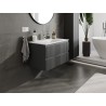 Mexen Rivel armoire de salle de bain 80 cm avec lavabo Otis, 2 tiroirs, rainurée, graphite mat/blanc mat -