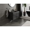 Mexen Rivel meuble de salle de bain 80 cm avec lavabo Otis, 2 tiroirs, rainuré, noir mat - 91A20-08047-2-BFF71-W18M71