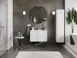 Mexen Rivel meuble de salle de bains 80 cm avec lavabo Vela, 2 tiroirs, rainuré, blanc mat - 91A20-08047-2-BFF01-W23M01