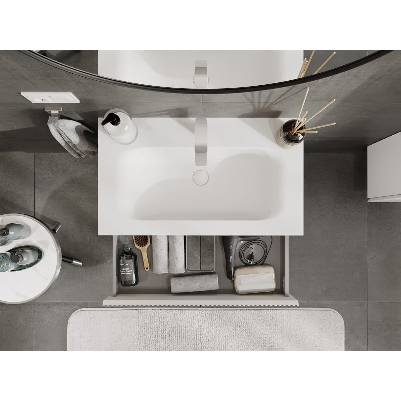 Mexen Rivel meuble de salle de bains 80 cm avec lavabo Vela, 2 tiroirs, rainuré, blanc mat - 91A20-08047-2-BFF01-W23M01