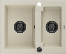 Mexen Carlos évier en granit 1,5 bac 582 x 475 mm, beige, siphon noir - 6518581500-69-B