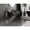 Mexen Rivel meuble de salle de bain 90 cm avec lavabo Otis, 1 tiroir, rainuré, noir mat - 91A20-09023-1-BF71-W18M71