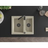 Mexen Carlos évier en granit à 1,5 bac 582 x 475 mm, beige, siphon noir - 6518581500-69-B