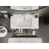 Mexen Rivel meuble de salle de bain 90 cm avec lavabo Otis, 2 tiroirs, rainuré, graphite mat/blanc mat -