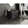 Mexen Rivel meuble de salle de bain 90 cm avec lavabo Otis, 2 tiroirs, rainuré, noir mat - 91A20-09047-2-BFF71-W18M71