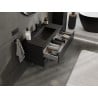 Mexen Rivel meuble de salle de bain 90 cm avec lavabo Otis, 2 tiroirs, rainuré, noir mat - 91A20-09047-2-BFF71-W18M71