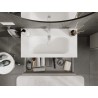 Mexen Rivel armoire de salle de bain 90 cm avec lavabo Vela, 2 tiroirs, rainurée, gris mat/blanc mat