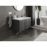 Mexen Rivel meuble de salle de bain 90 cm avec lavabo Vela, 2 tiroirs, rainuré, graphite mat/blanc mat -
