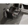 Mexen Rivel meuble de salle de bain 90 cm avec lavabo Vela, 2 tiroirs, cannelé, noir mat - 91A20-09047-2-BFF71-W23M71