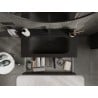 Mexen Rivel meuble de salle de bain 90 cm avec lavabo Vela, 2 tiroirs, cannelé, noir mat - 91A20-09047-2-BFF71-W23M71