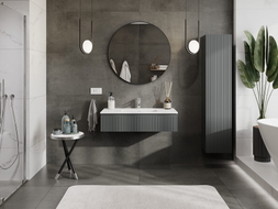 Mexen Rivel meuble de salle de bains 100 cm avec lavabo Otis, 1 tiroir, rainuré, graphite mat/blanc mat
