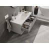 Mexen Rivel meuble de salle de bain 100 cm avec lavabo Otis, 2 tiroirs, rainuré, gris mat/blanc mat