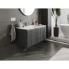 Mexen Rivel armoire de salle de bain 100 cm avec lavabo Otis, 2 tiroirs, cannelée, graphite mat/blanc mat -