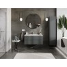 Mexen Rivel armoire de salle de bain 100 cm avec lavabo Otis, 2 tiroirs, cannelée, graphite mat/blanc mat -