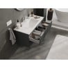 Mexen Rivel armoire de salle de bain 100 cm avec lavabo Otis, 2 tiroirs, cannelée, graphite mat/blanc mat -
