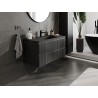 Mexen Rivel meuble de salle de bain 100 cm avec lavabo Otis, 2 tiroirs, rainuré, noir mat - 91A20-10047-2-BFF71-W18M71