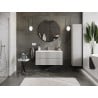 Mexen Rivel meuble de salle de bains 100 cm avec lavabo Vela, 2 tiroirs, cannelé, gris mat/blanc mat