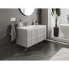 Mexen Rivel meuble de salle de bains 100 cm avec lavabo Vela, 2 tiroirs, cannelé, gris mat/blanc mat