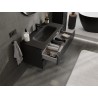 Mexen Rivel armoire de salle de bain 100 cm avec lavabo Vela, 2 tiroirs, rainurée, noire mate - 91A20-10047-2-BFF71-W23M71