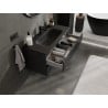 Mexen Rivel meuble de salle de bain 100 cm avec lavabo Vela, 2 tiroirs, rainuré, noir mat - 91A20-10047-2-BFF71-W23M71