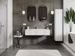 Mexen Rivel meuble de salle de bain 120 cm avec lavabo Otis, 1 tiroir, rainuré, blanc mat - 91A20-12023-1-BF01-W18M01