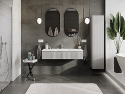 Mexen Rivel meuble de salle de bain 120 cm avec lavabo Otis, 1 tiroir, rainuré, gris mat/blanc mat - 91A20-12023-1-BF62-W18M01