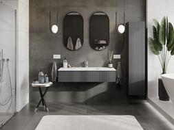 Mexen Rivel armoire de salle de bain 120 cm avec lavabo Otis, 1 tiroir, rainurée, graphite mat/blanc mat -